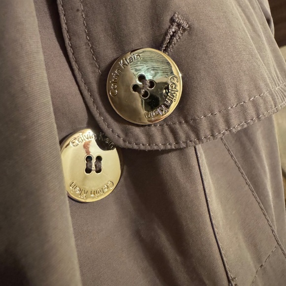 Grey/Taupe Belted Calvin Klein Trench Coat - Picture 5 of 6